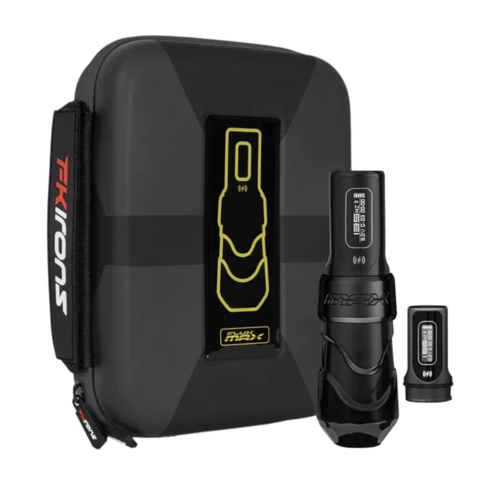FK Irons Flux Max Stealth 4.0mm Stroke Çift Bataryalı Kablosuz Dövme Makinesi - Siyah
