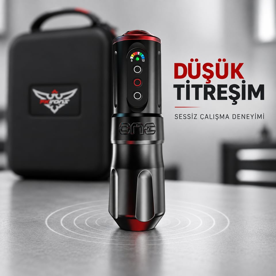 FK Irons One Charcoal 3.0mm Stroke Kablosuz Dövme Makinesi - Siyah