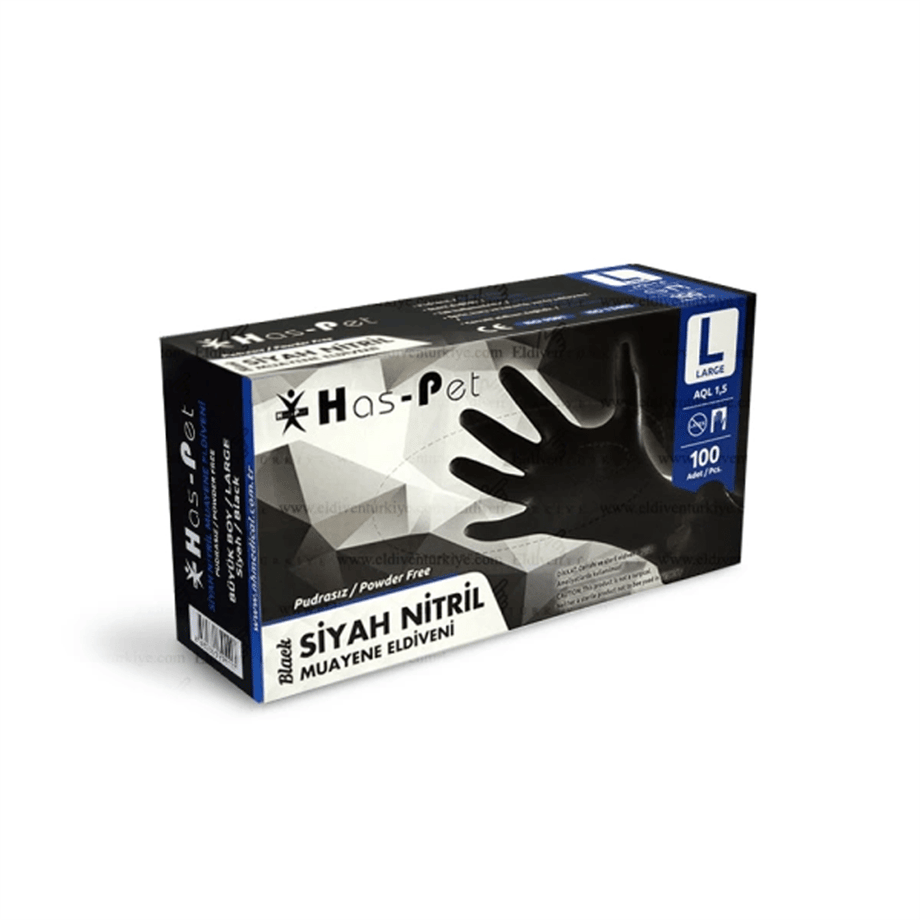 Haspet Siyah Nitril Large Dövme Eldiveni - KUTU