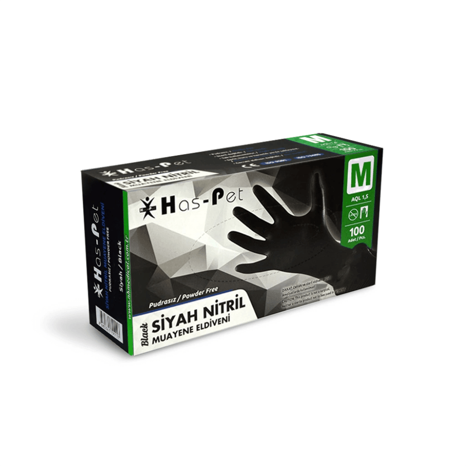 Haspet Siyah Nitril Medium Dövme Eldiveni - KUTU