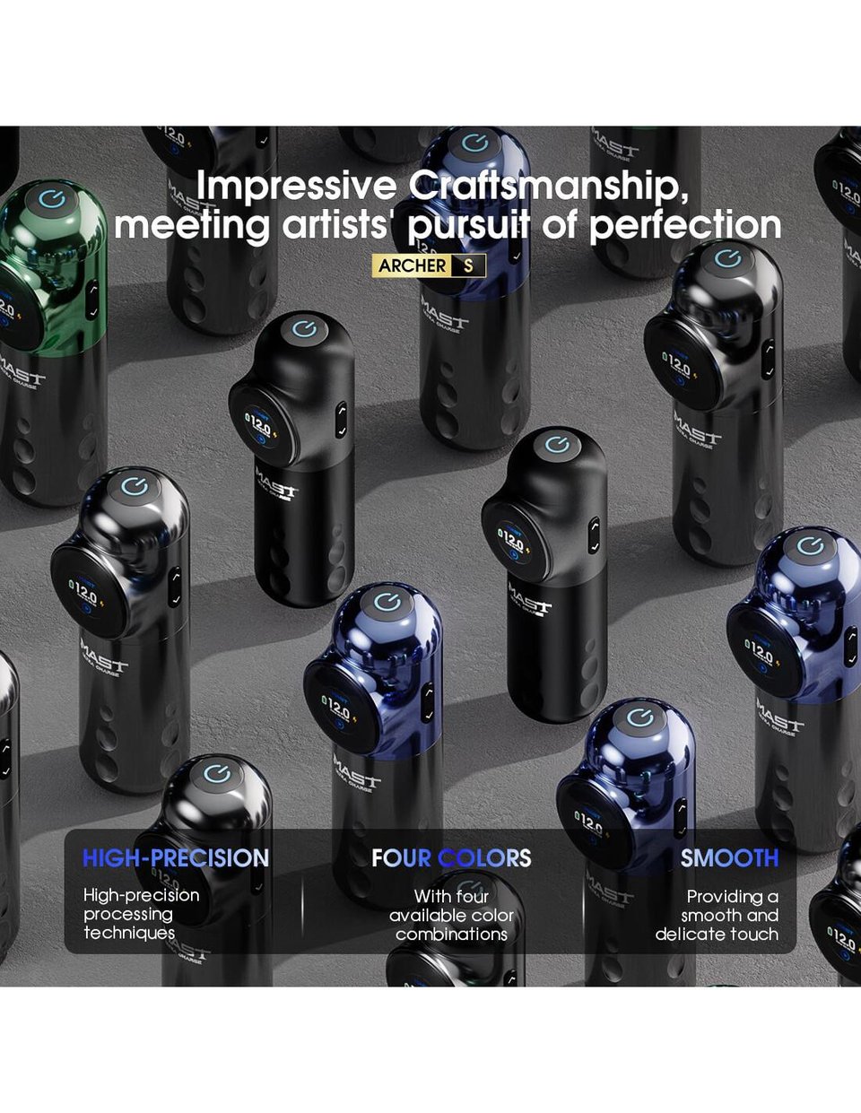 Mast Archer S Green & Black - Kablosuz Dövme Makinesi