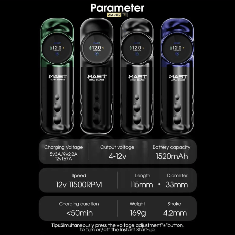 Mast Archer S Purple & Black Kablosuz Dövme Makinesi
