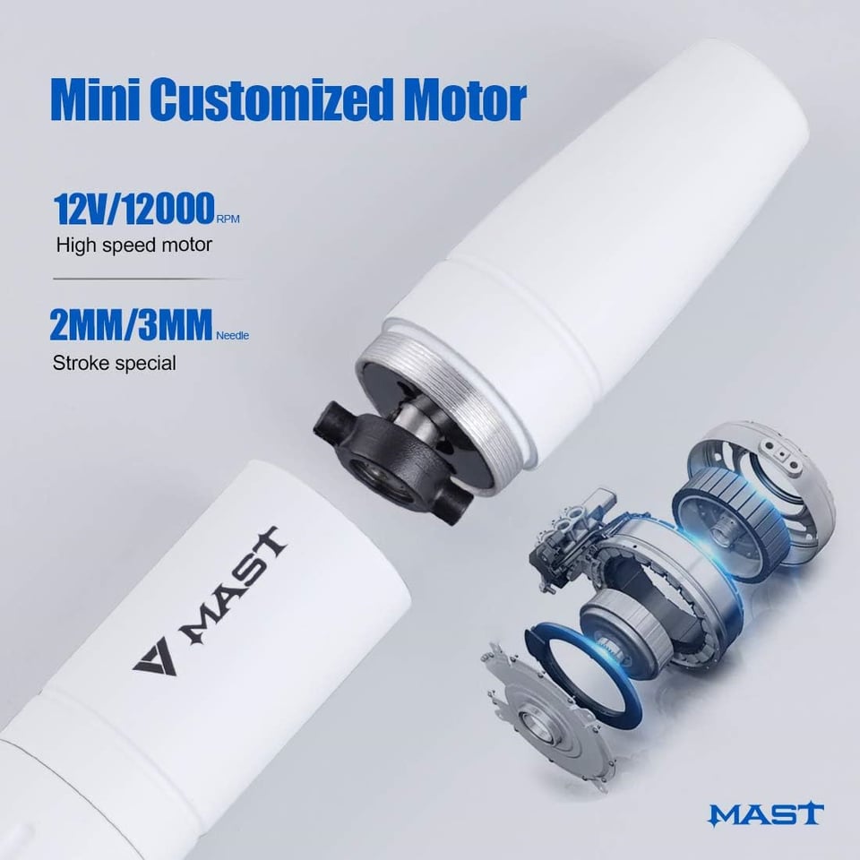 Mast Magi White Dövme Makinesi  WQ4905 + 2 Kablosuz Pil Set