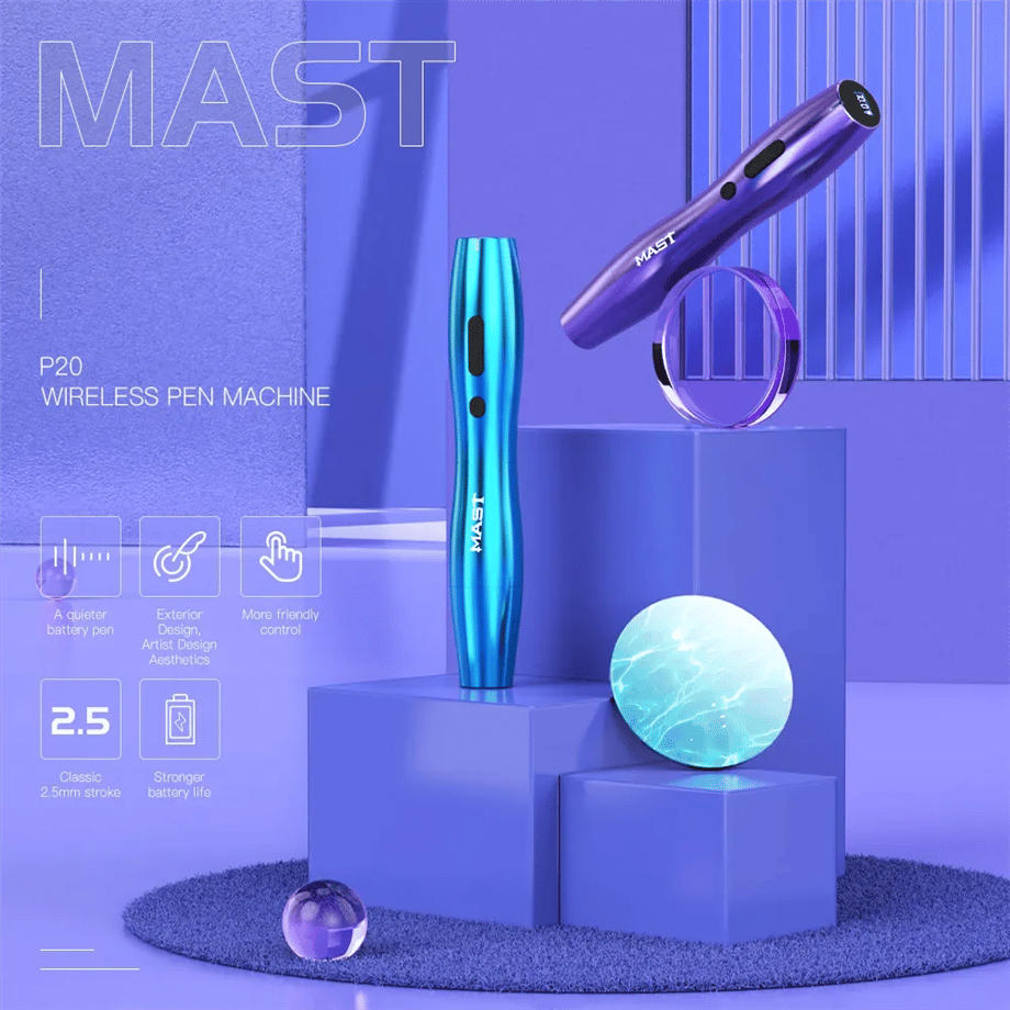 Mast P20 PMU Kablosuz Kalıcımakyaj Makinesi;2.5 mm Stroke;Siyah Renk