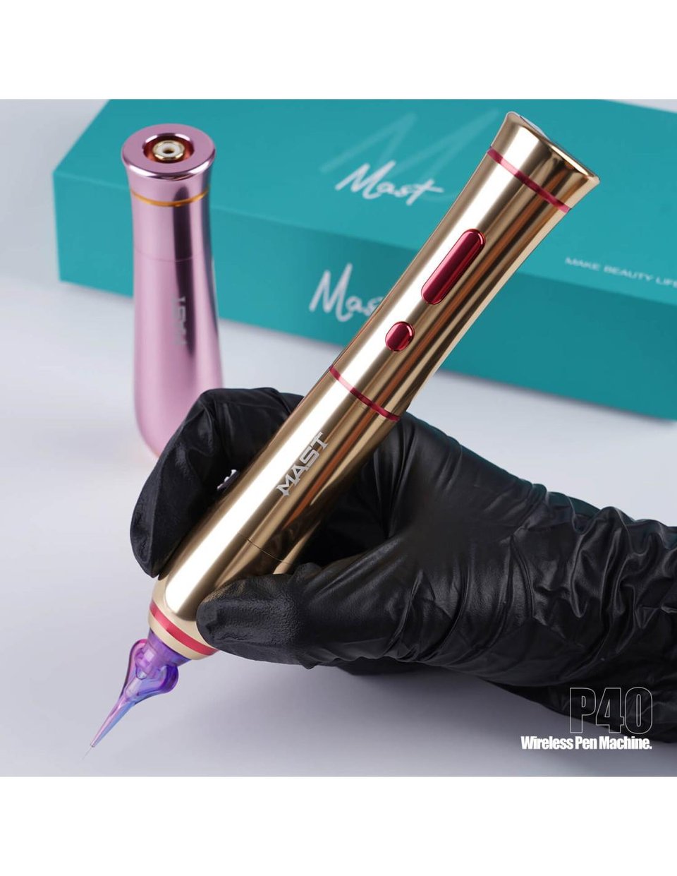 Mast P40 PMU Kablosuz Kalıcımakyaj Makinesi | Pembe Renk