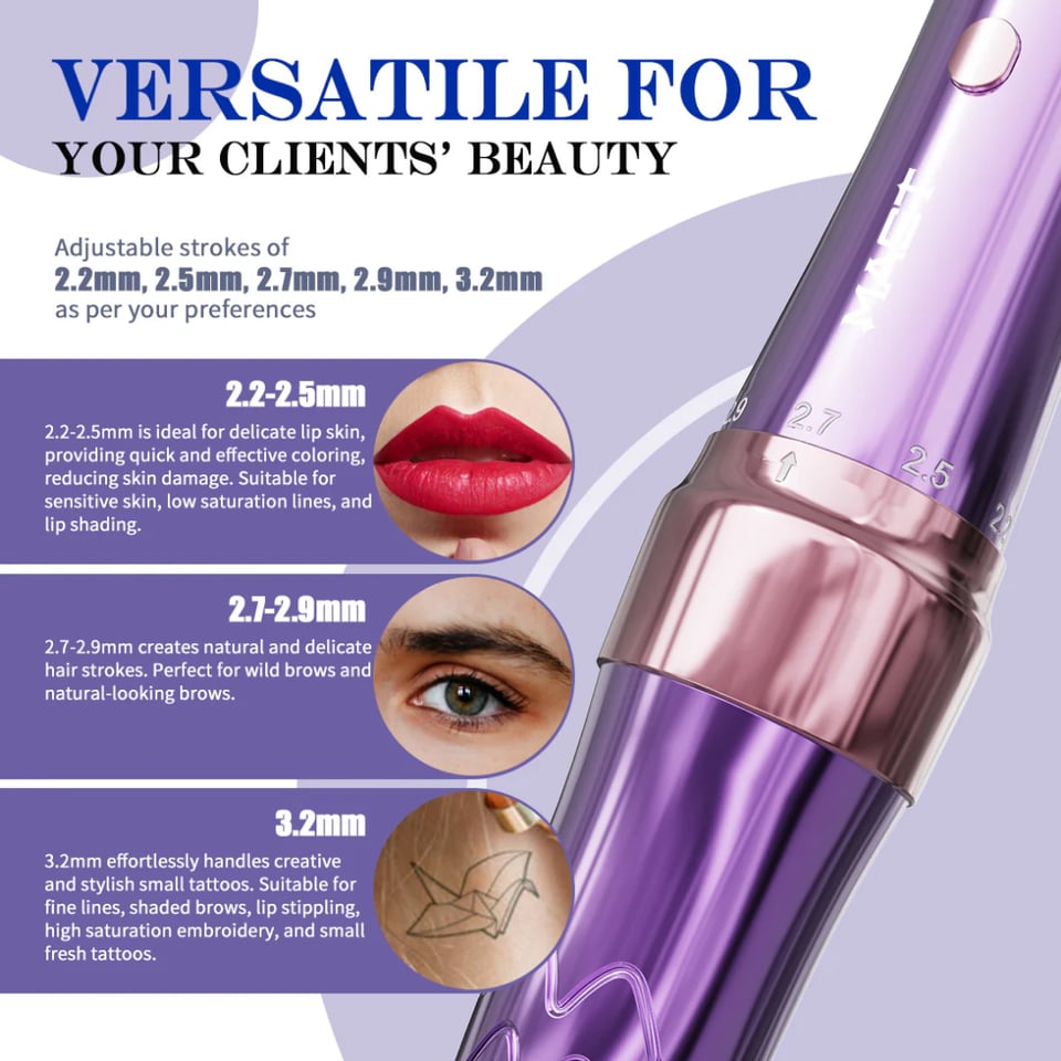 Mast P60 Purple Çift Bataryalı Kablosuz PMU Makinesi 2.2 mm - 3.2 mm Ayarlanabilir Stroke