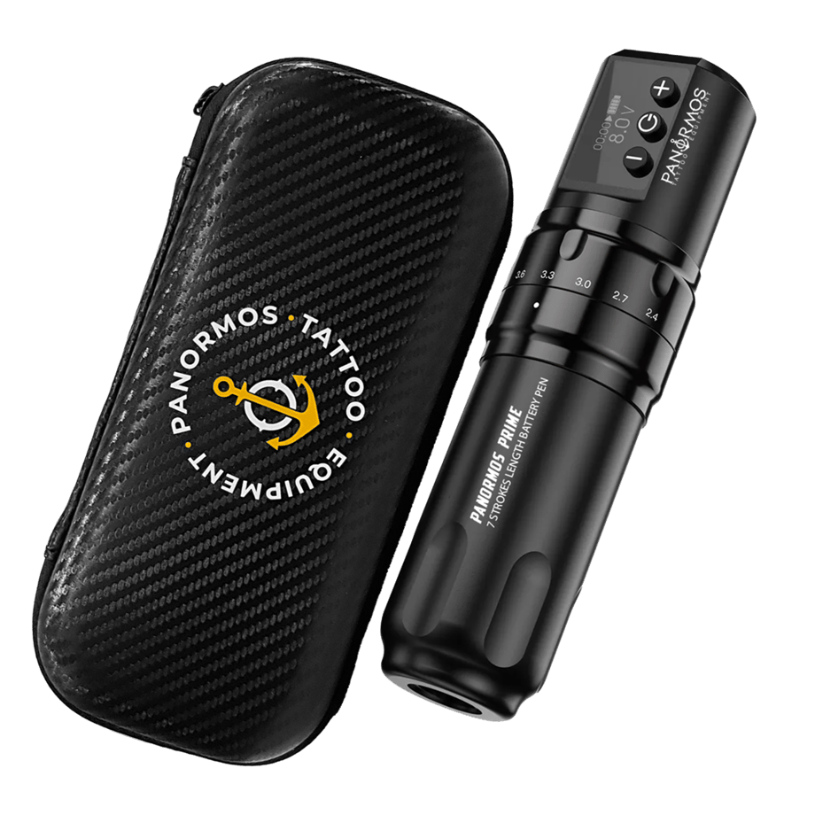 Panormos Prime 10. Yıl Özel Seri Kablosuz Dövme Makinesi;2 Adet Pil + Panormos Logo'lu Çanta;Siyah Renk