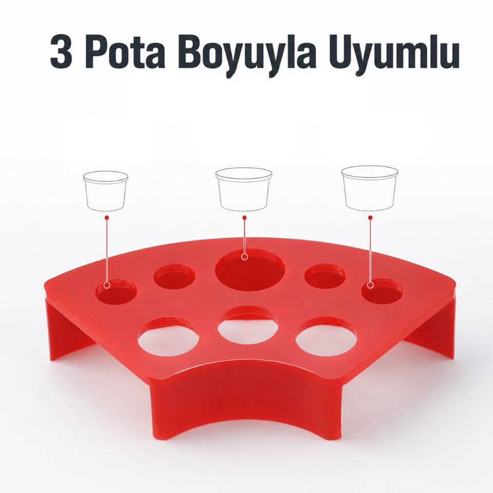 Plastik Boya Potası Standı Kırmızı - 8'li