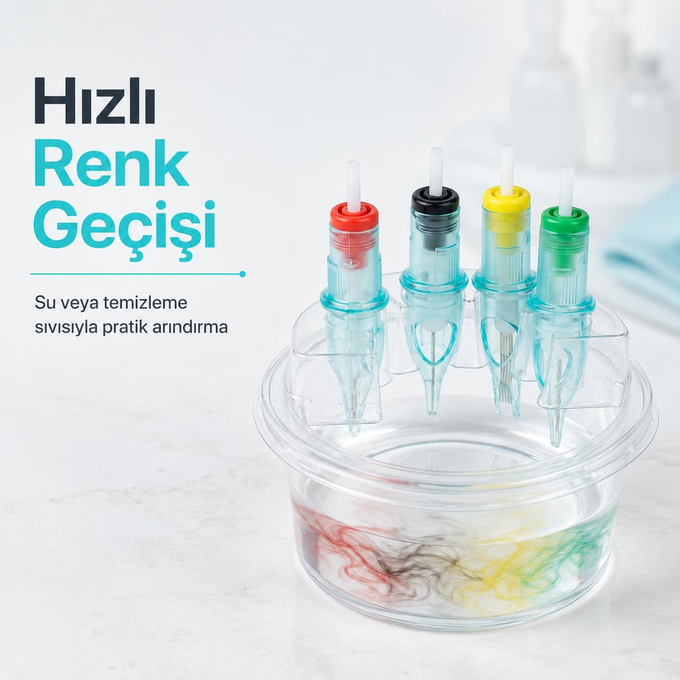 Plastik Dövme İğnesi Temizleme Standı 20’li