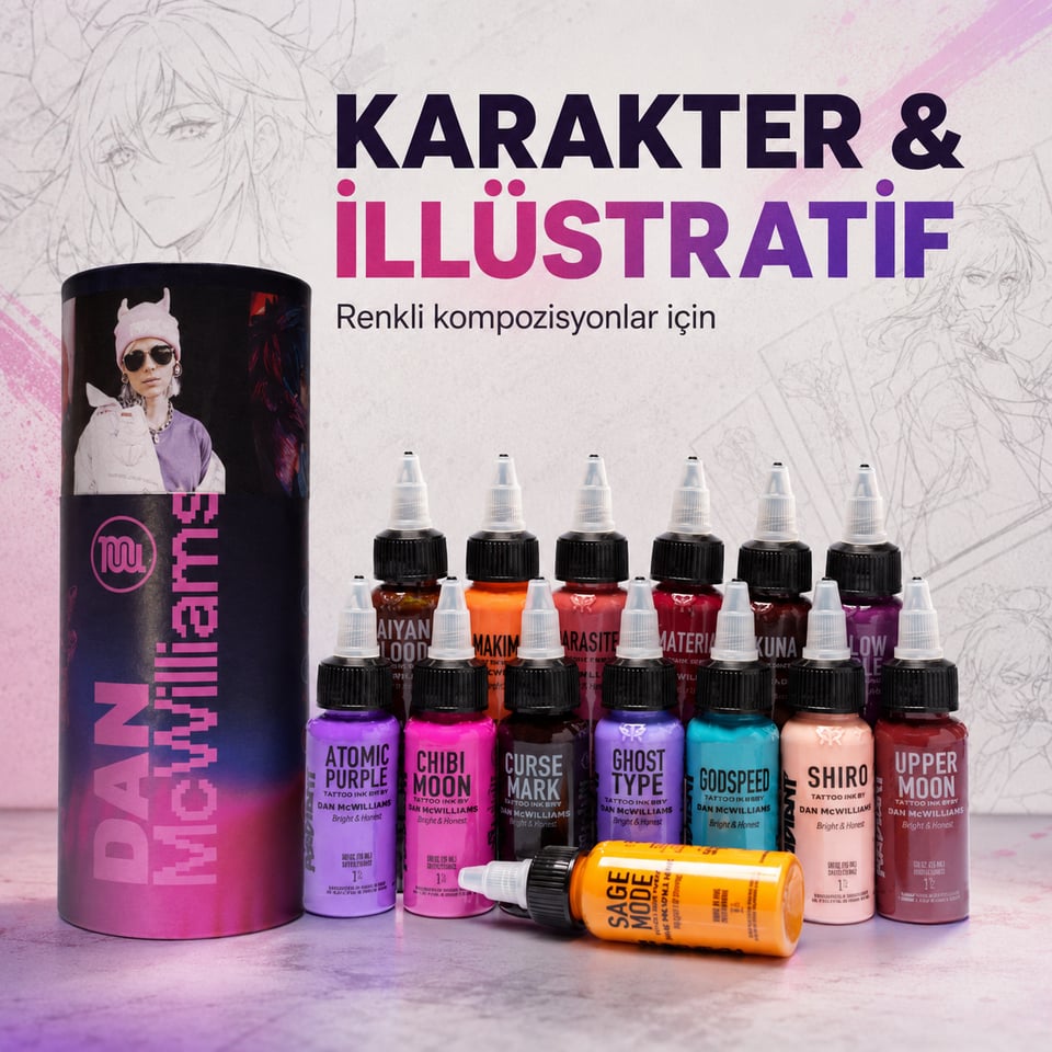 Radiant Colors Dan McWilliams 14'lü Dövme Boyası Seti 1oz - 30ml