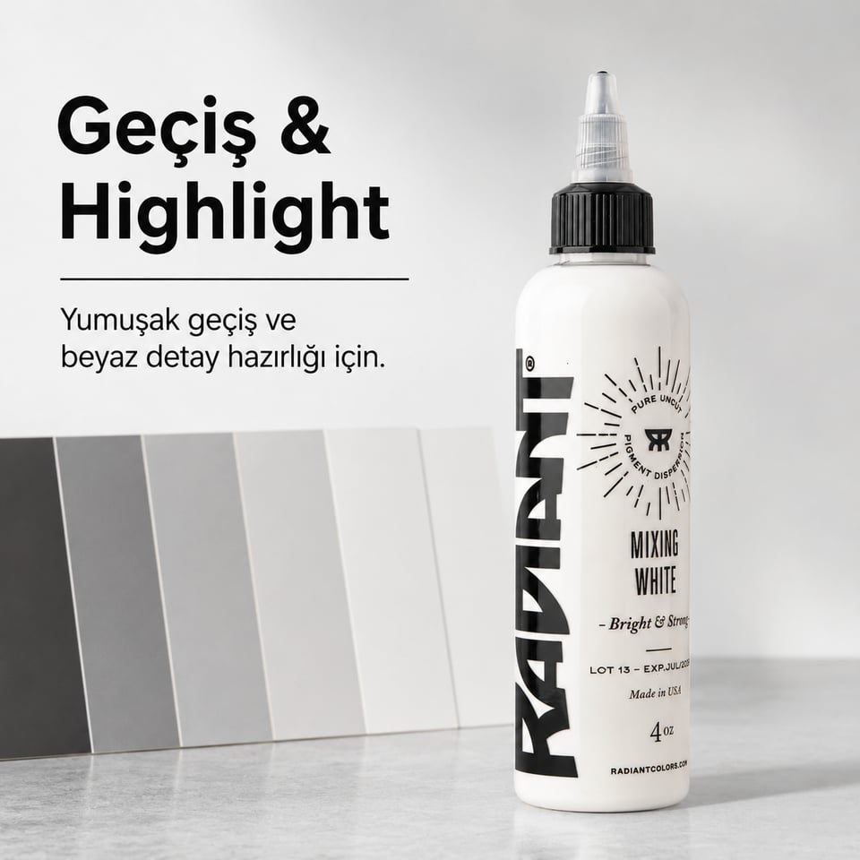 Radiant Colors Mixing White Beyaz Dövme Boyası 4oz - 120ml