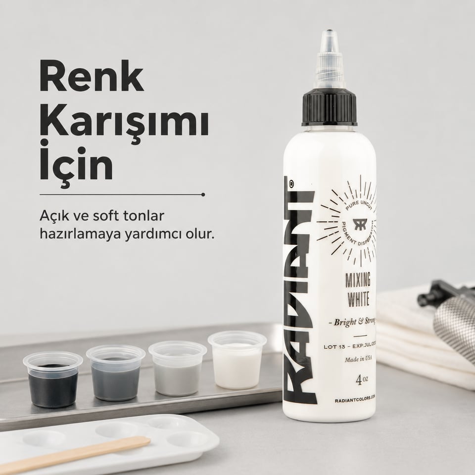 Radiant Colors Mixing White Beyaz Dövme Boyası 4oz - 120ml
