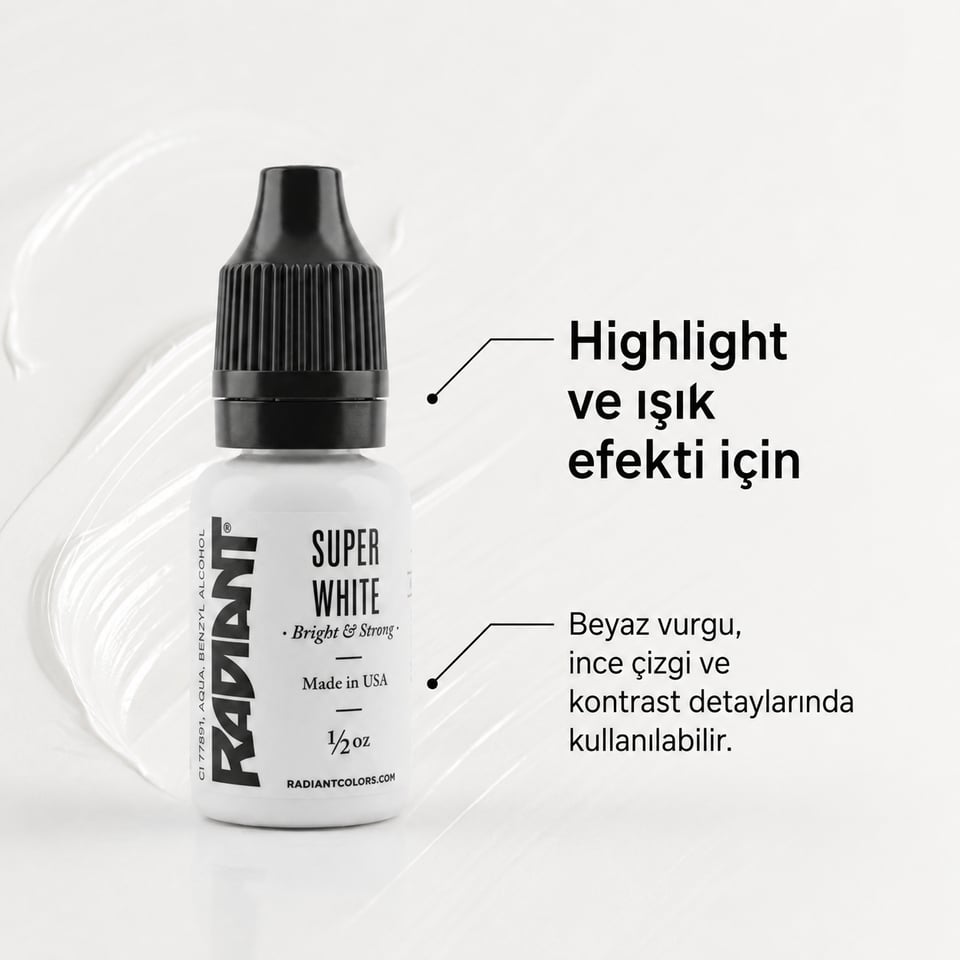 Radiant Colors Super White Beyaz Dövme Boyası 1/2oz - 15ml