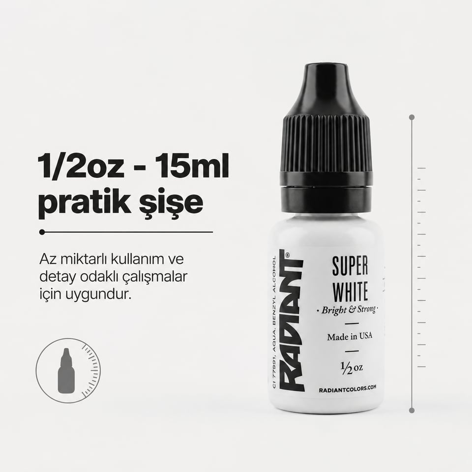 Radiant Colors Super White Beyaz Dövme Boyası 1/2oz - 15ml