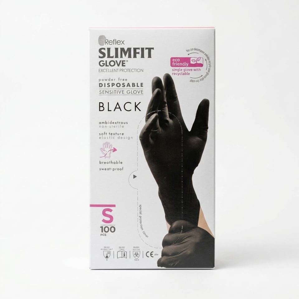 Reflex Siyah Small Dövme Eldiveni 100 Adet