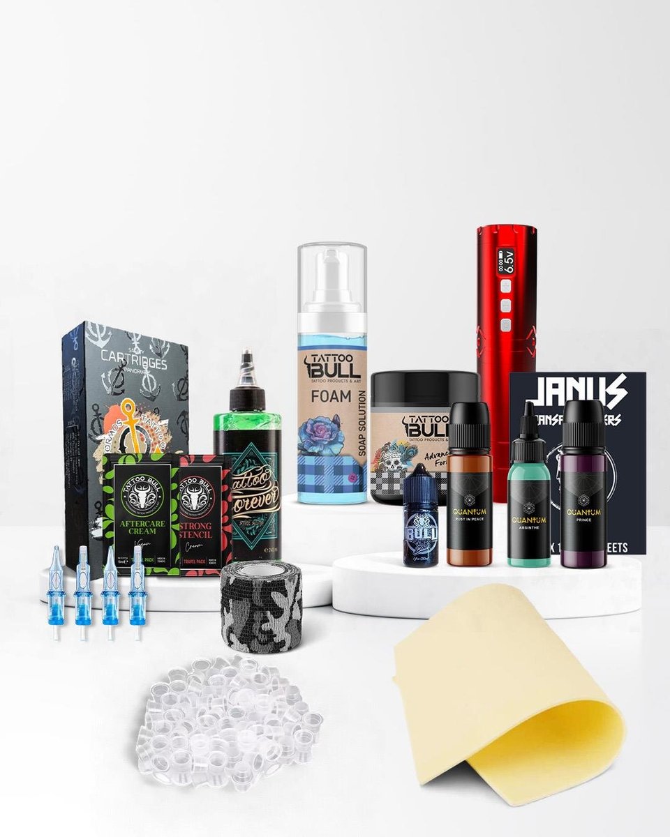 Samurai Kablosuz Pen Dövme Makinesi Seti - Kırmızı