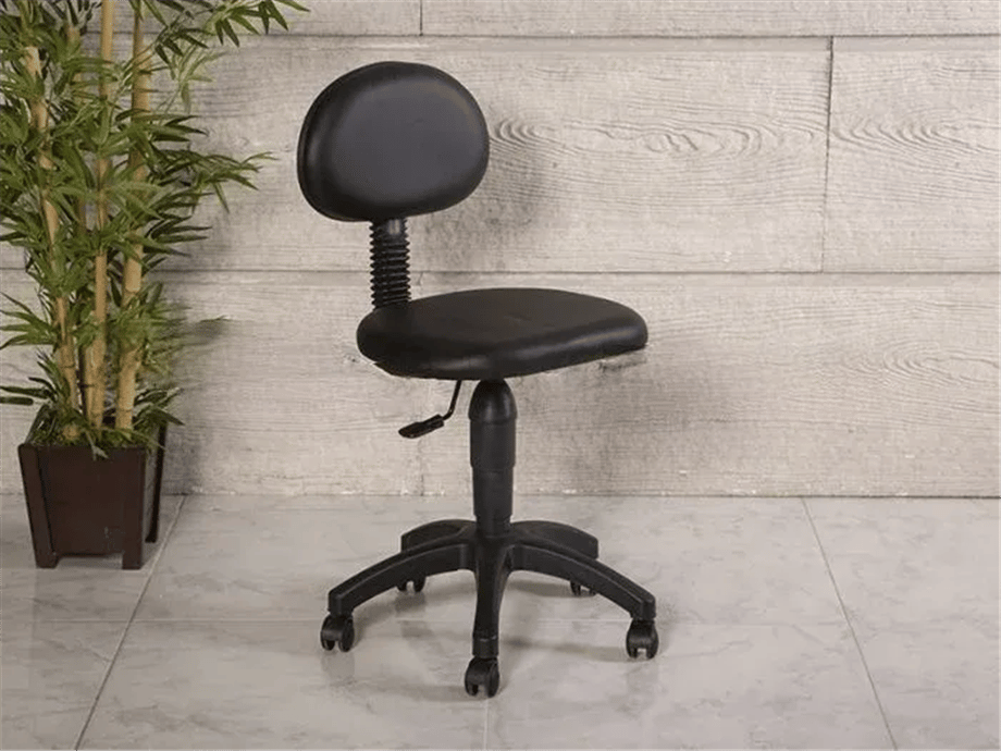 Sırtlı Tabure Plastik Ayaklı Siyah