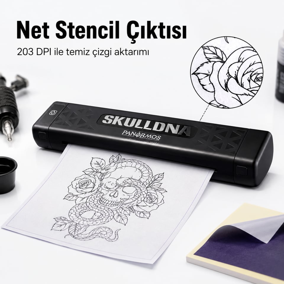 SkullDNA SP20 Kablosuz Termal Stencil Yazıcı Bluetooth USB
