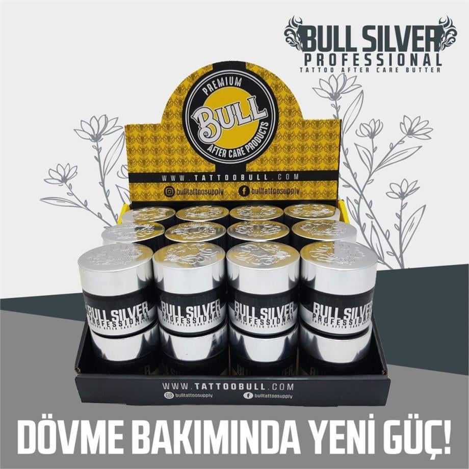 TattooBull Silver Professional Tattoo After Care Butter 24'lü - Tattoobull Bakım Kremi