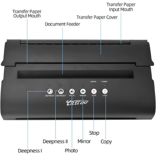 Thermal Tattoo Copier PRT5 Dövme Stencil Termal Yazıcı Siyah