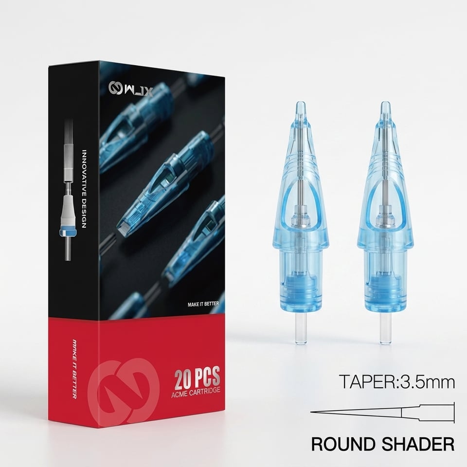 WJX 1207RS 7 RS 0.35mm Round Shader Medium Taper Kartuş Dövme İğnesi 20 Adet