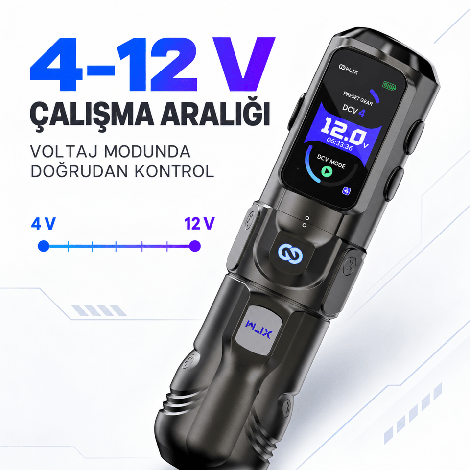 WJX HyperForce 4.5mm Stroke Kablosuz Dövme Makinesi - Siyah