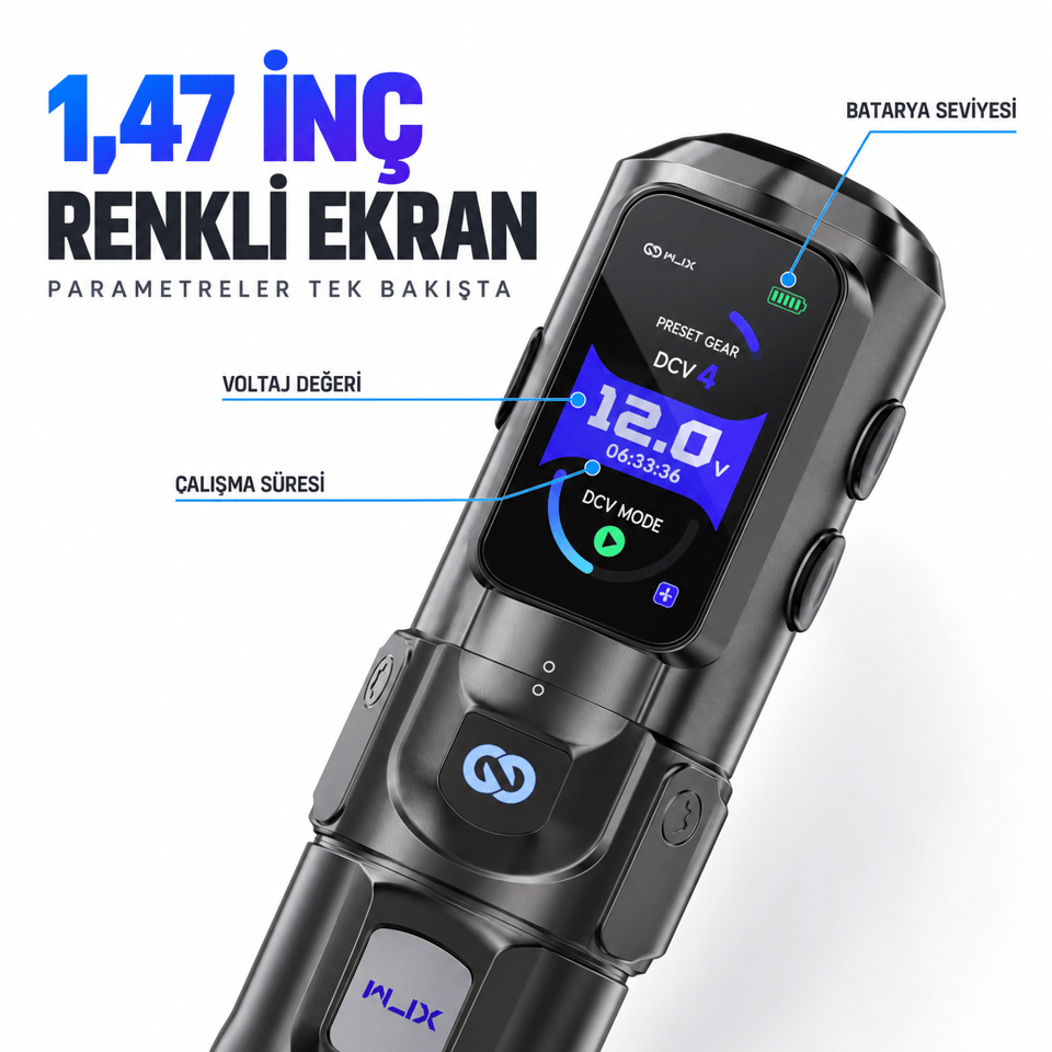 WJX HyperForce 4.5mm Stroke Kablosuz Dövme Makinesi - Siyah