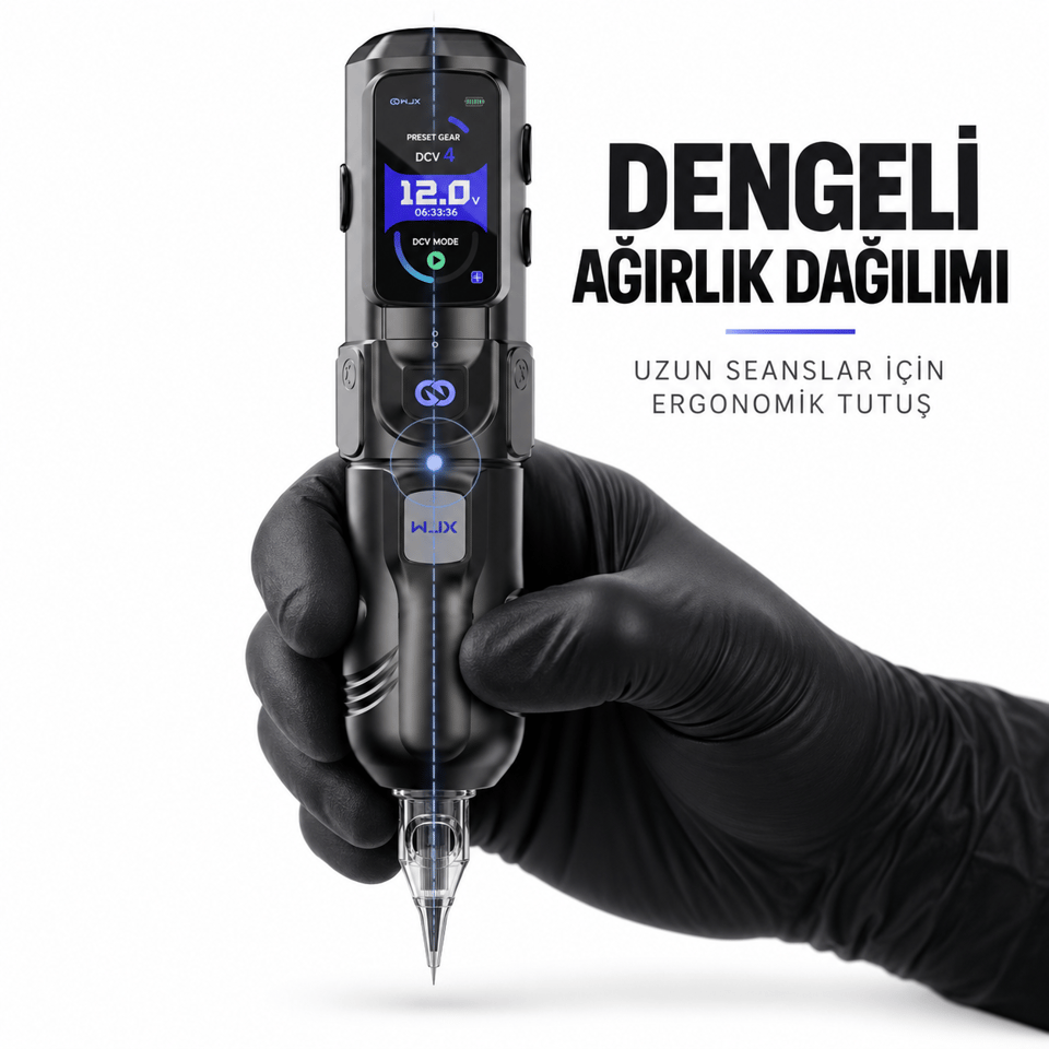 WJX HyperForce 4.5mm Stroke Kablosuz Dövme Makinesi - Siyah