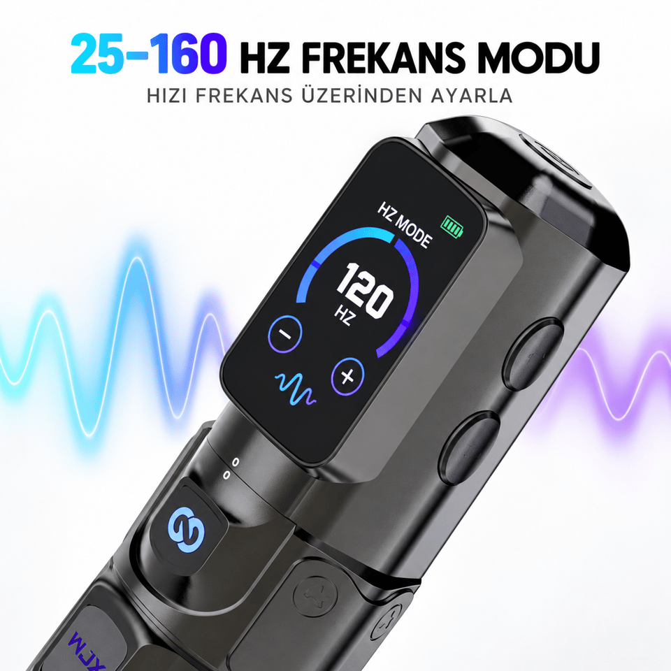 WJX HyperForce 4.5mm Stroke Kablosuz Dövme Makinesi - Siyah