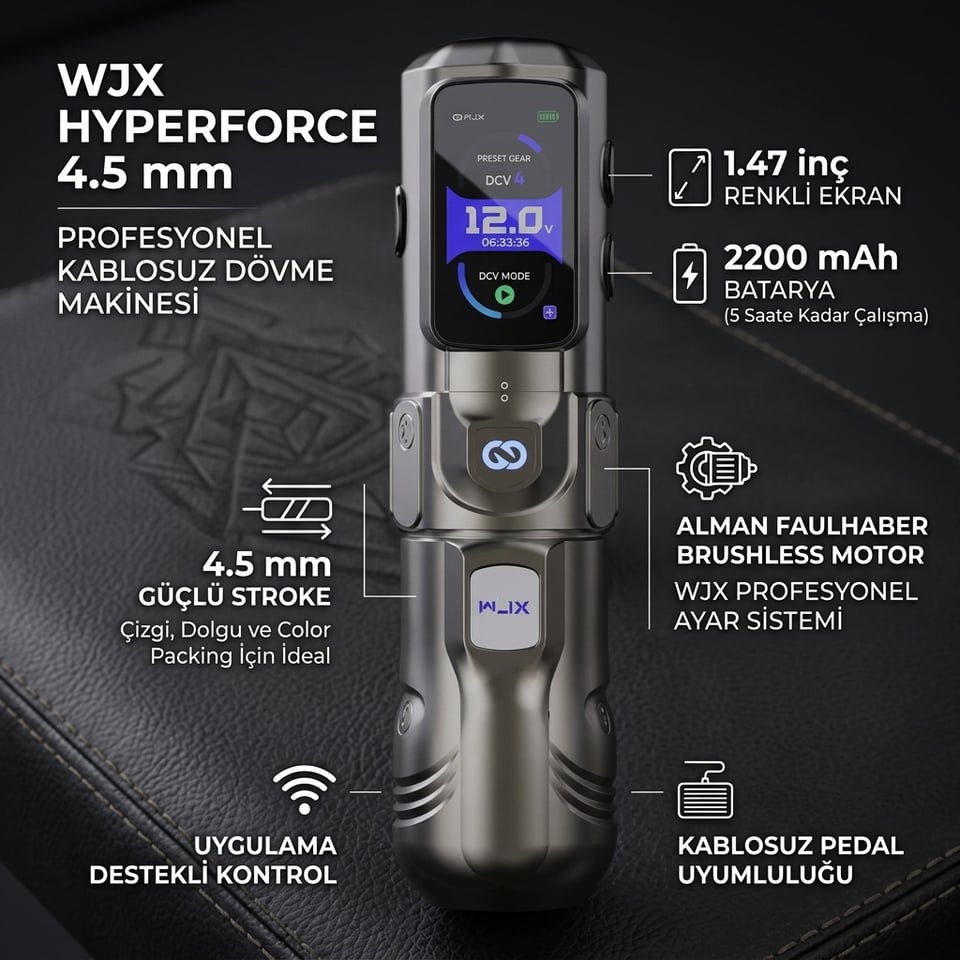 WJX HyperForce 4.5mm Kablosuz Dövme Makinesi