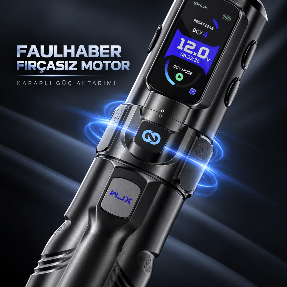 WJX HyperForce 4.5mm Stroke Kablosuz Dövme Makinesi - Siyah