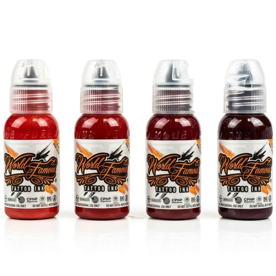 World Famous Ink Dima NBK Fire Red 4'lü Dövme Boyası Seti 1oz - 30ml x 4