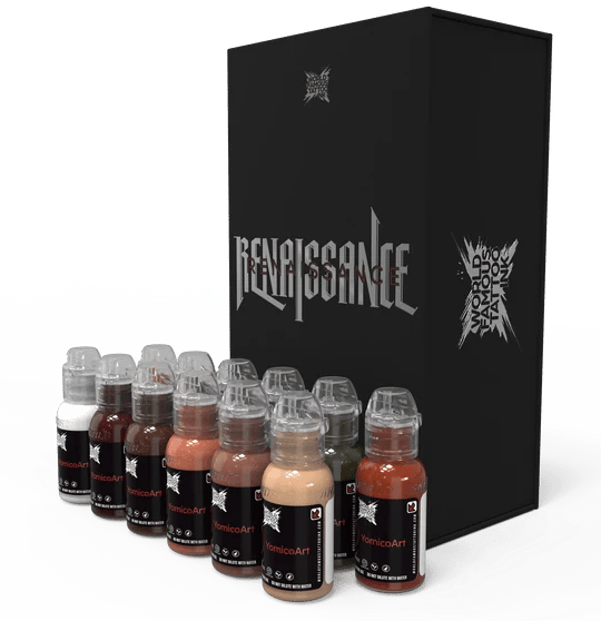 World Famous Ink Yomico Renaissance 12'li Dövme Boyası Seti 1oz - 30ml