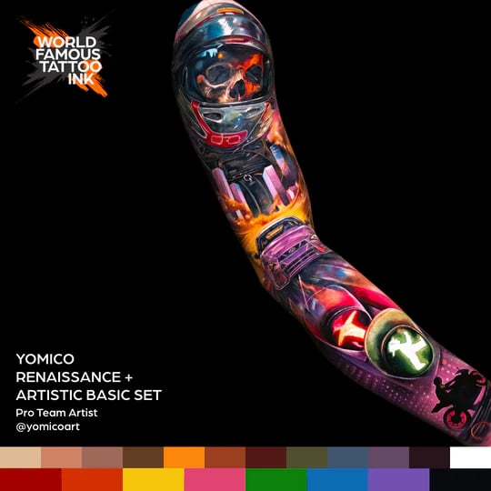 World Famous Ink Yomico Renaissance 12'li Dövme Boyası Seti 1oz - 30ml