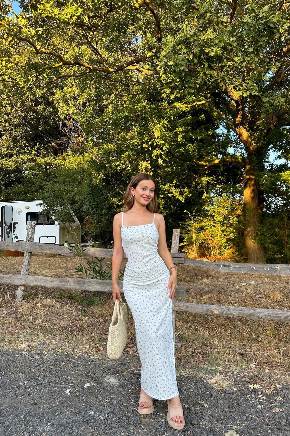 Drape Detaylı Elbise Mavi