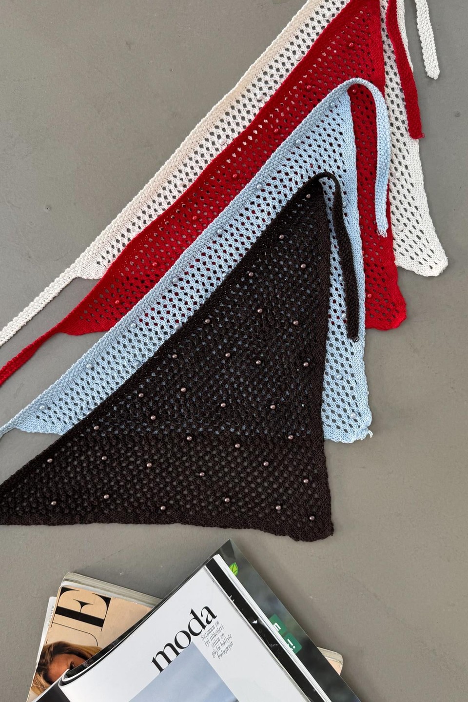 Taşlı File Bandana Kahve