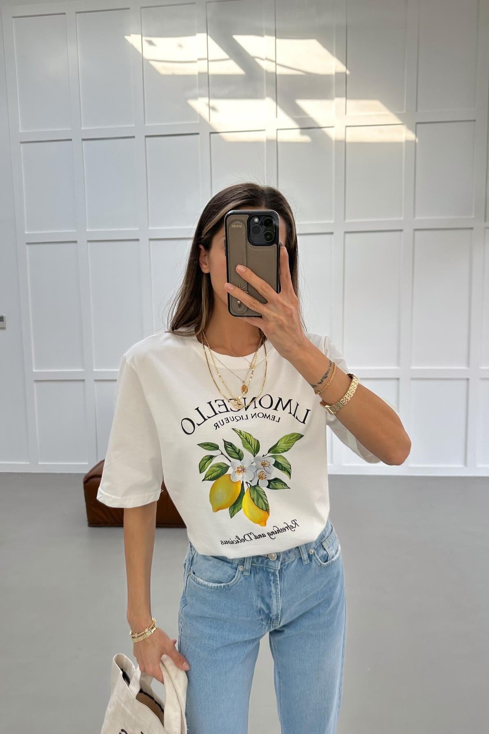 Lemon Baskılı Tshirt Ekru