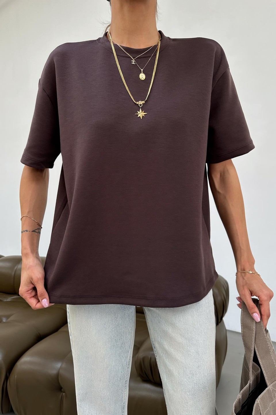 Oversize Modal Tshirt Kahve