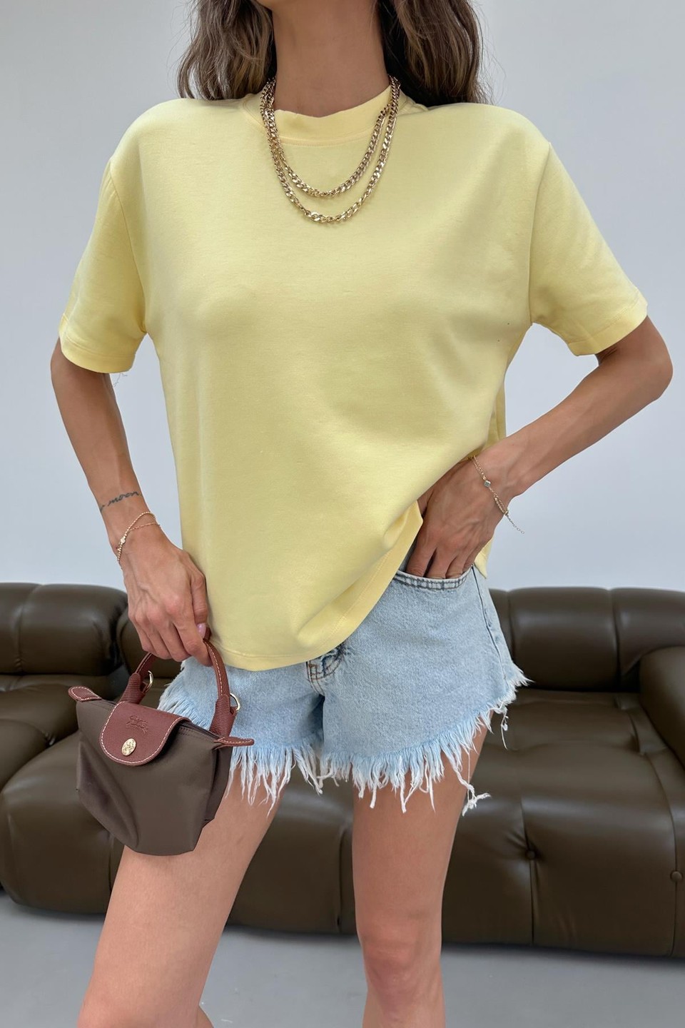 Oversize Modal Tshirt Sarı