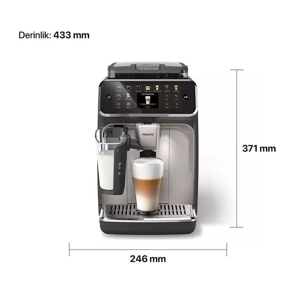 PHILIPS EP5547/90 Tam Otomatik Espresso Makinesi Krom Siyah