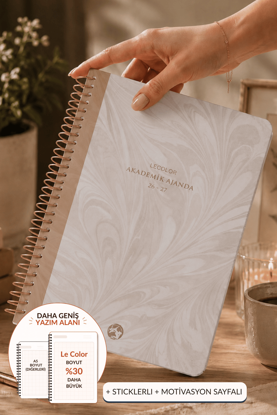 Akademik Ajanda 17x24 cm Spiralli Stickerlı Motivasyon Sayfalı