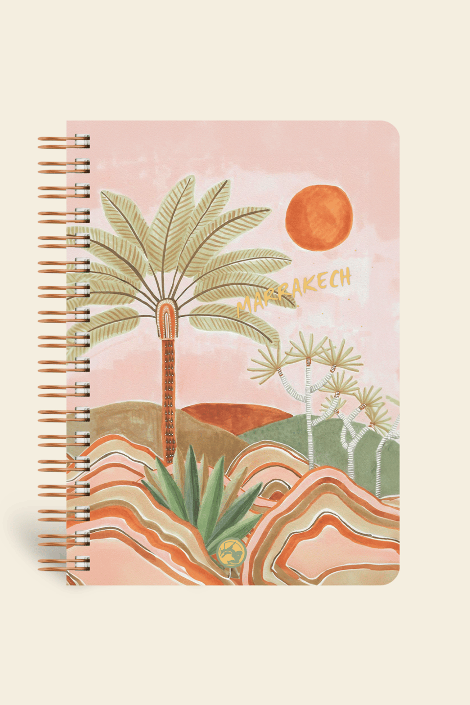 Marrakech Spiralli Defter Kareli Palmiye 17x24 cm