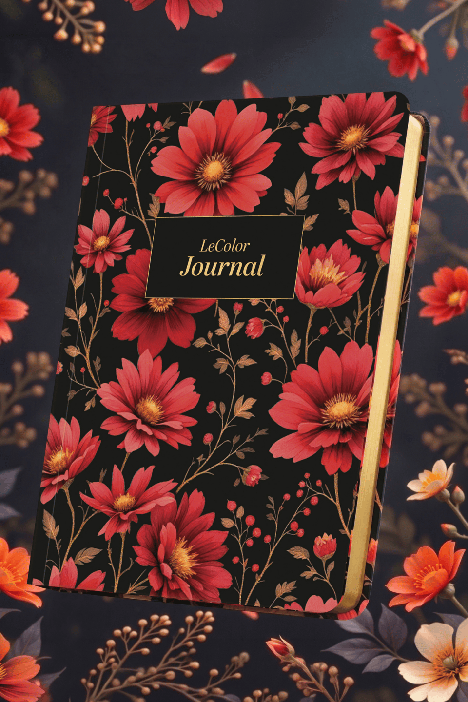 Midnight Ciltli Defter Çizgili Chrysanthemum 13x18