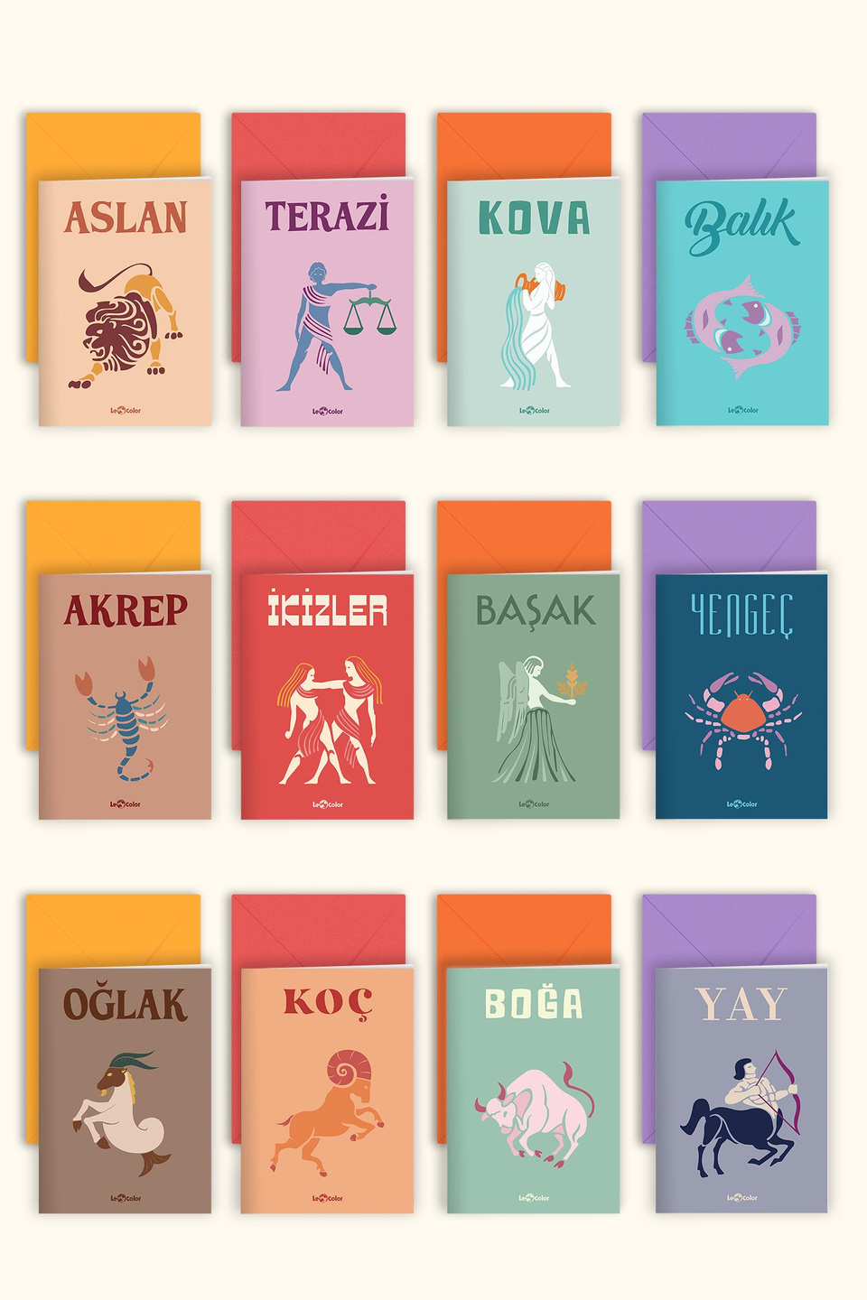 Burç Astroloji 10x15 Hediye Tebrik Kartı 12'li Set - Tüm Burçlar12'li Set Burç Astroloji 10x15 Hediye Tebrik Kartı  - Tüm Burçlar
