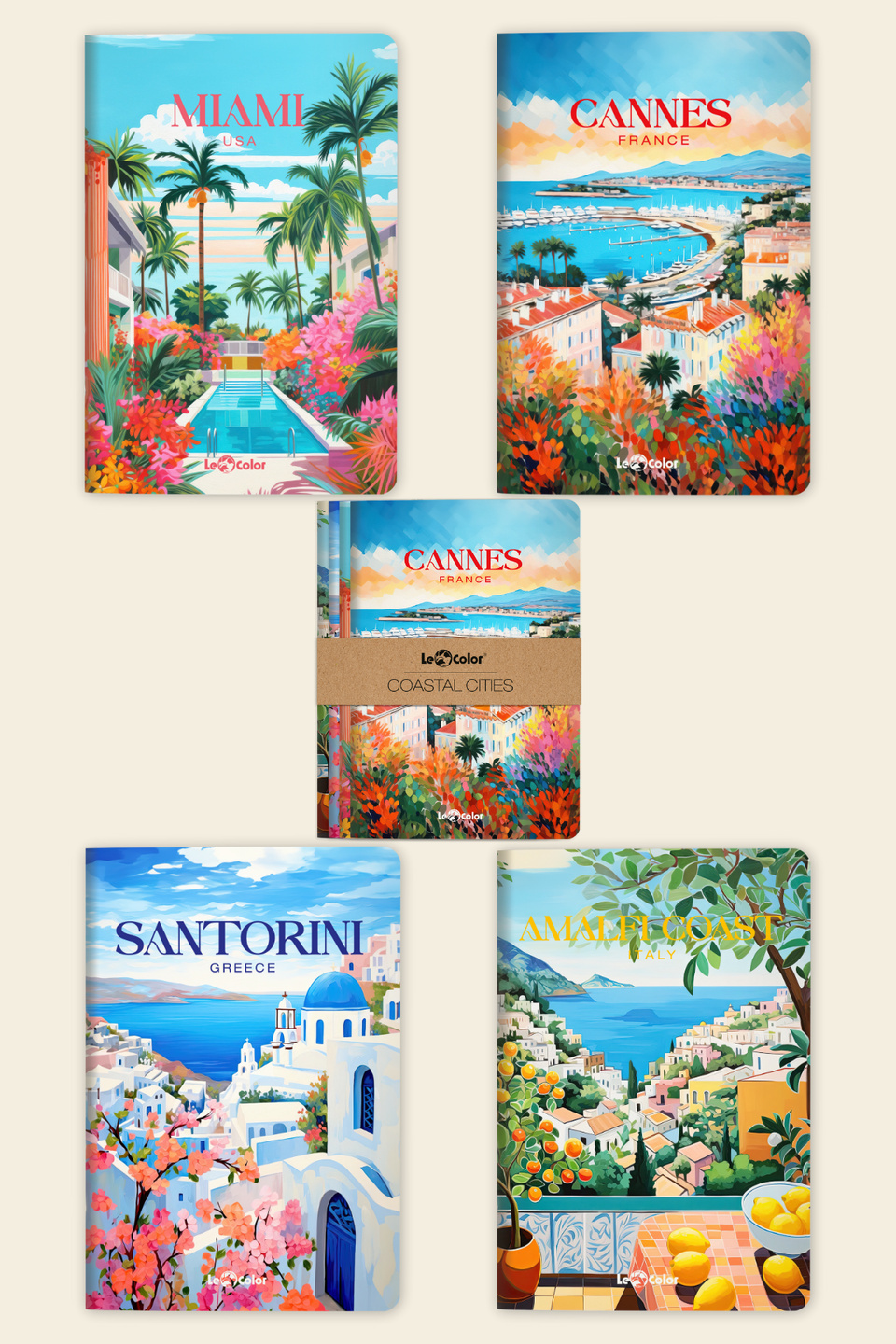 4'lü Coastal Cıtıes Defter Seti Çizgisiz 13x20 