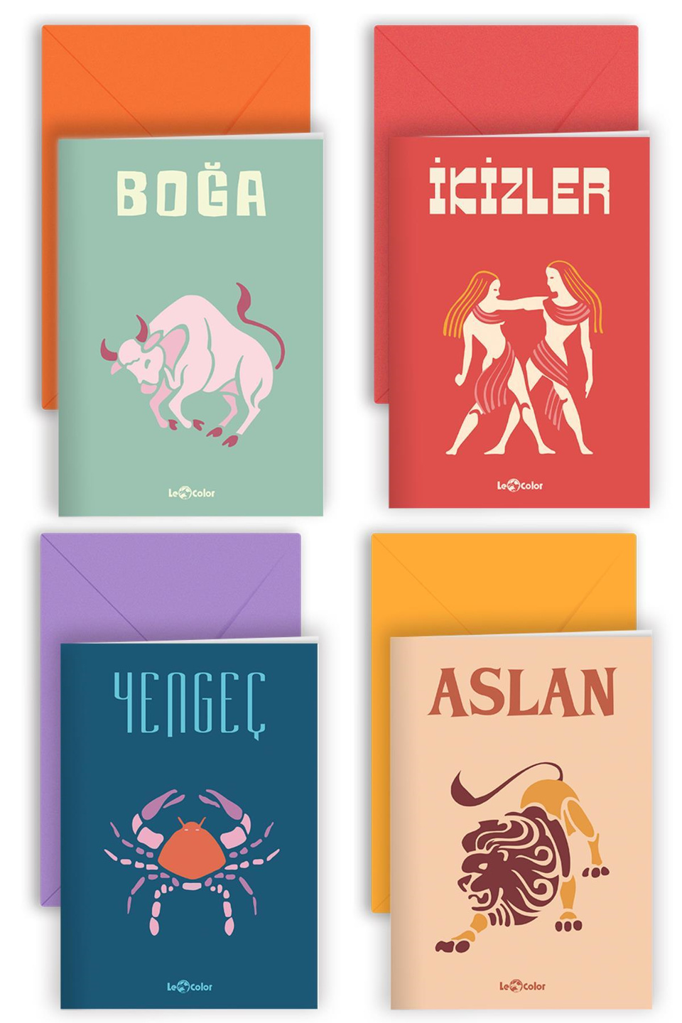 Burç Astroloji 10x15 Hediye Tebrik Kartı 4'lü Set - Boğa İkizler Yengeç Aslan4'lü Set Burç Astroloji 10x15 Hediye Tebrik Kartı - Boğa İkizler Yengeç Aslan