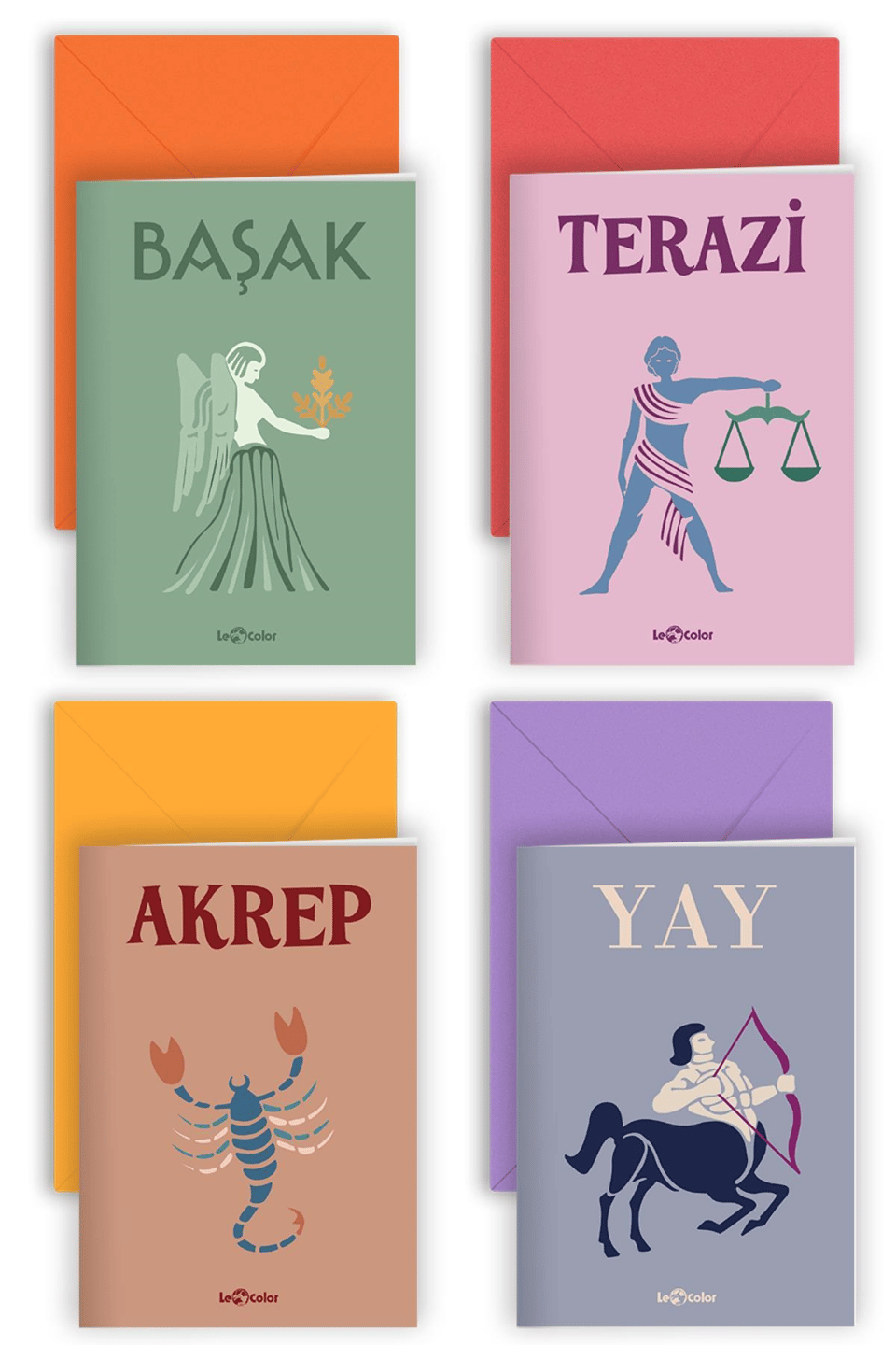 Burç Astroloji 10x15 Hediye Tebrik Kartı 4'lü Set - Başak Terazi Akrep Yay4'lü Set Burç Astroloji 10x15 Hediye Tebrik Kartı- Başak Terazi Akrep Yay