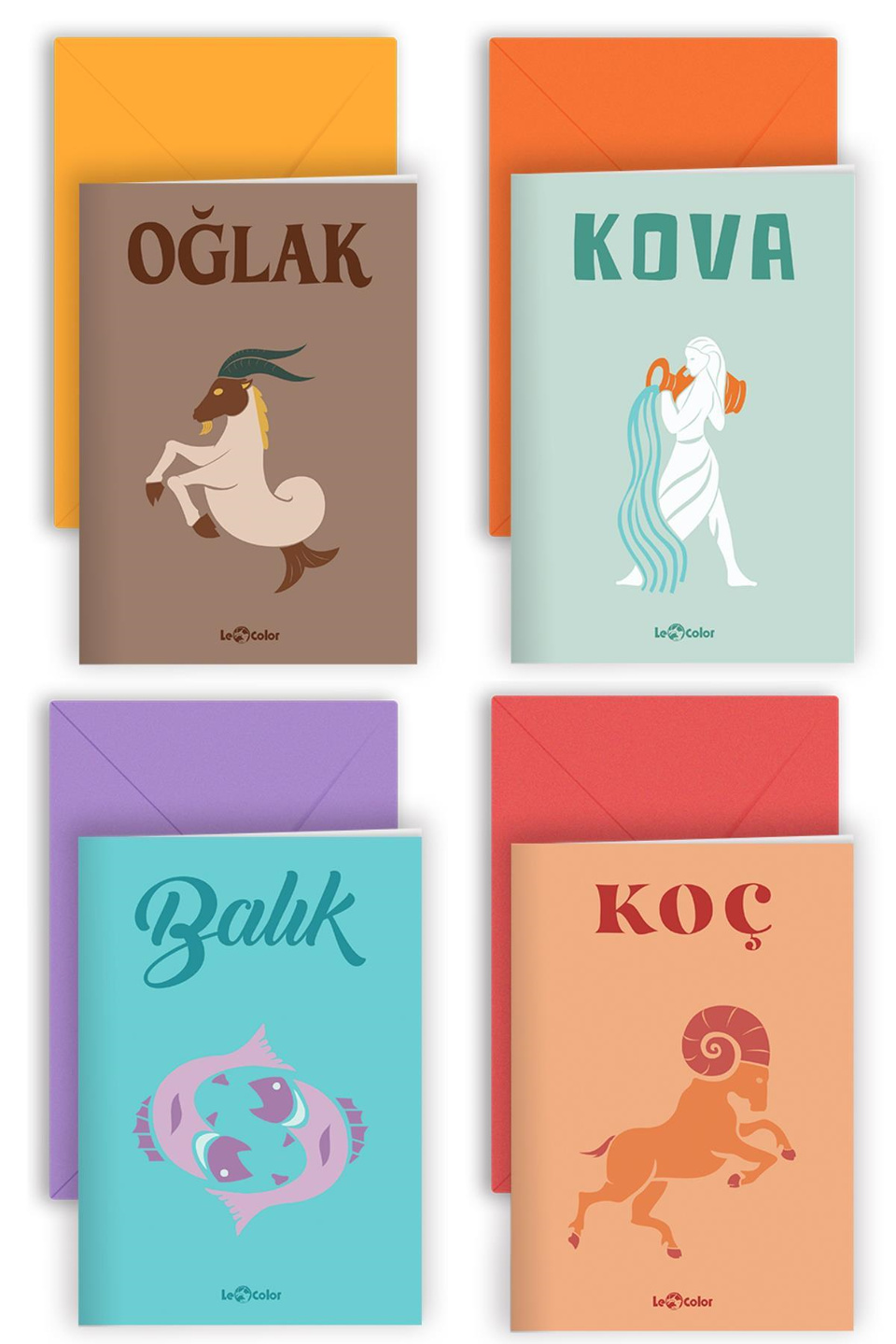 Burç Astroloji 10x15 Hediye Tebrik Kartı 4'lü Set - Oğlak Kova Balık Koç4'lü Set Burç Astroloji 10x15 Hediye Tebrik Kartı - Oğlak Kova Balık Koç