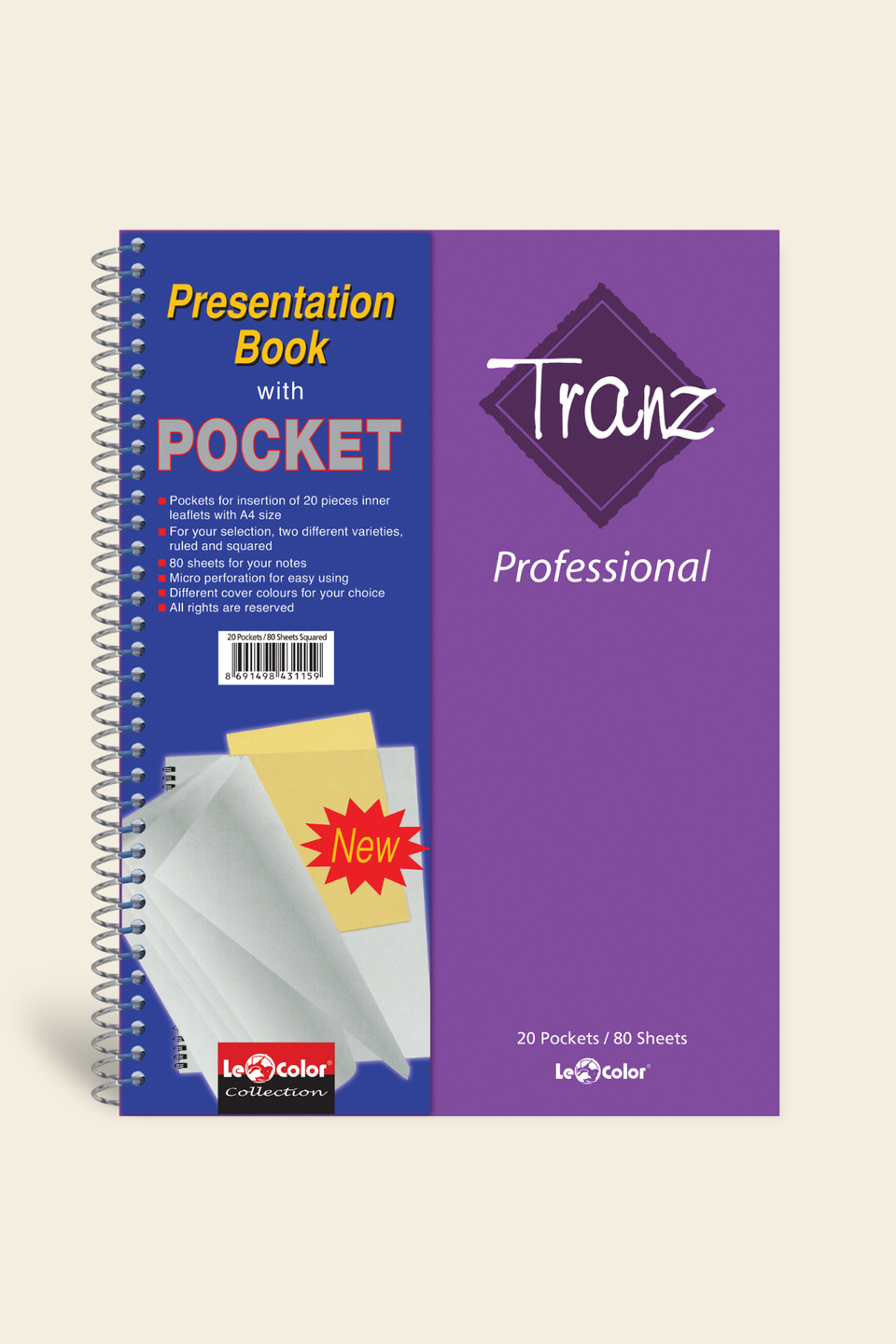 Mor A4 Defter Kareli Dosyalı 160 Syf | LeColorA4 Defter Kareli Dosyalı 160 Syf Mor