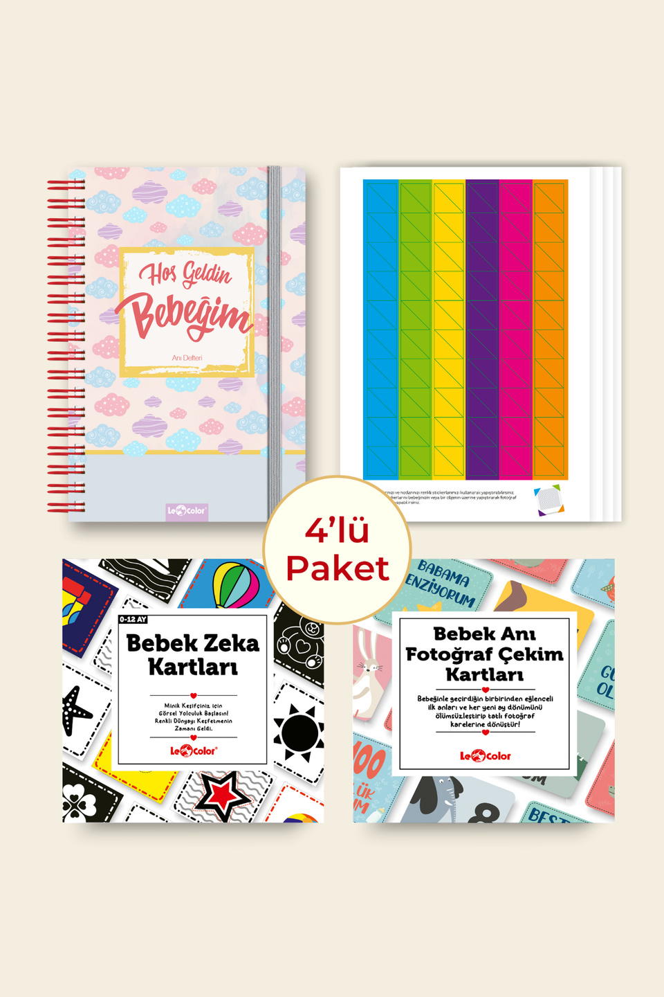 Bebek Anı Defteri Pembe Stickerlı + Çekim Ve Zeka Kartları Seti